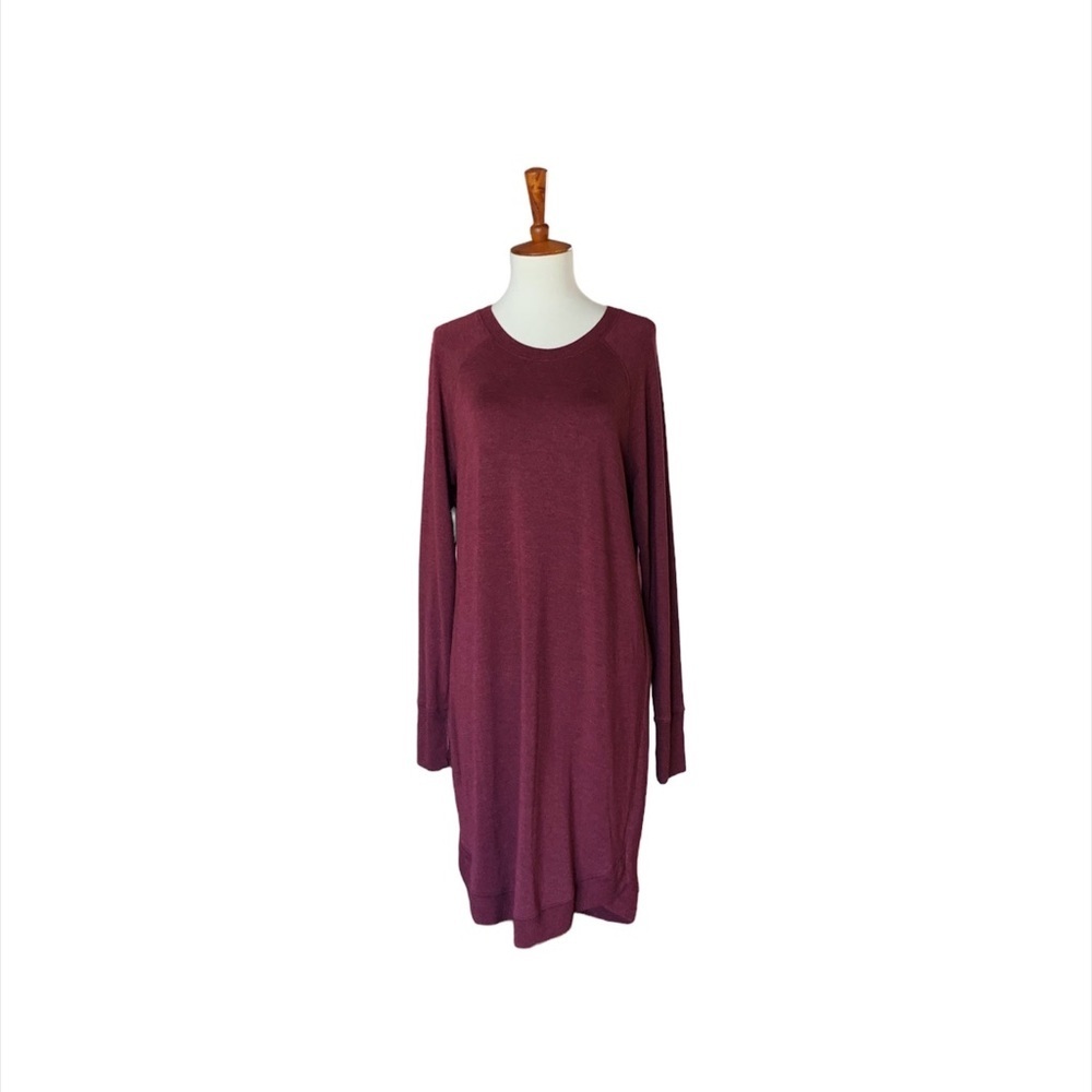 Athleta Sweatshirt Style Midi Dress‎ Size M/T Burgundy